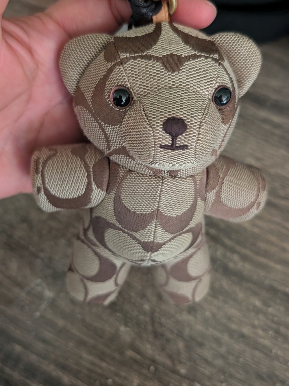 Coach Signature Brown Bear Plush Keychain - Picture 5 of 8